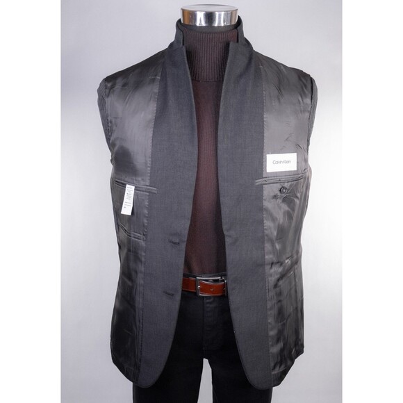 Calvin Klein SLIM 38R Wool Stretch Gray 2 Button Blazer Jacket Sport Coat - Picture 9 of 13